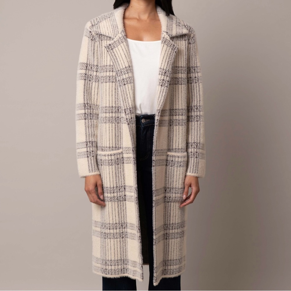 CYRUS OPEN PLAID MINK COAT